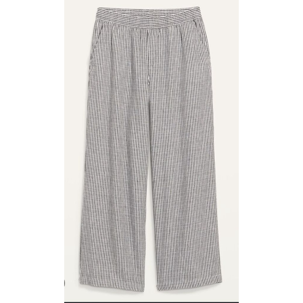 Women's Old Navy Grey & White Striped Wide Leg Pants S - Picture 2 of 8